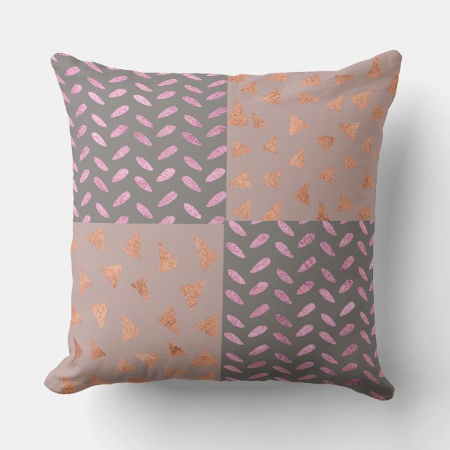 Relieve metalizado rosa/Naranja Almohada geométric (Anverso)