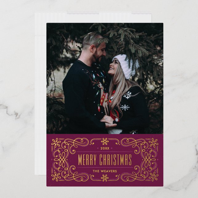 Relieve metalizado Snowflake Flourier Tarjeta de m (Sobre)