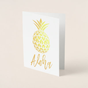 Relieve Metalizado Tarjeta Aloha de Papel de Oro con Patrón de Piña