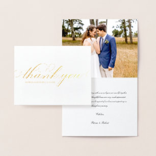 Relieve Metalizado Tarjeta De Agradecimiento De Boda Con Foto De Letr