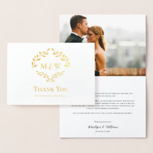 Relieve Metalizado Tarjeta de agradecimiento de boda con foto persona