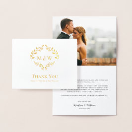 Relieve Metalizado Tarjeta de agradecimiento de boda con monograma de