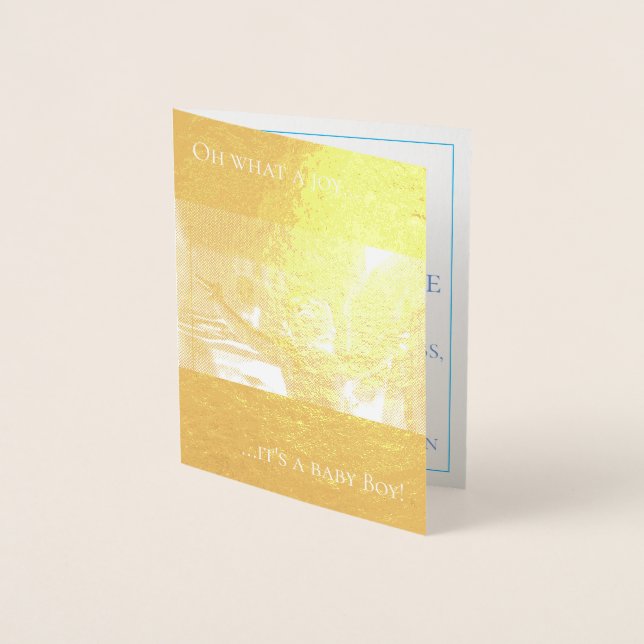 Relieve Metalizado Tarjeta de anuncio de nacimiento con bebé (Anverso)