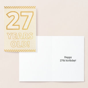 Relieve Metalizado Tarjeta de Cumpleaños "¡27 AÑOS!" con Hoja de Oro