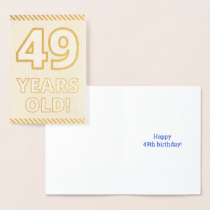 Relieve Metalizado Tarjeta de cumpleaños "¡49 AÑOS!" con lámina dorad