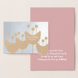 Relieve Metalizado Tarjeta de cumpleaños con foil real florales geo r