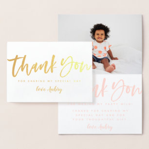 Relieve Metalizado Tarjeta de cumpleaños gracias foto real con lámina