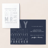 Tarjeta de felicitación de boda con tipografía par
