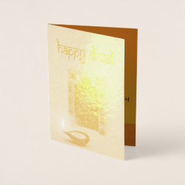 Relieve Metalizado Tarjeta de felicitación de Diwali festiva con fueg