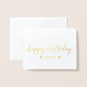 Relieve Metalizado Tarjeta de Feliz Cumpleaños con Letra de Oro