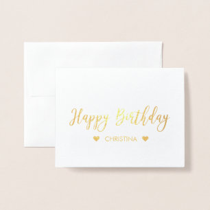 Relieve Metalizado Tarjeta de Feliz Cumpleaños con Letra de Oro Foil