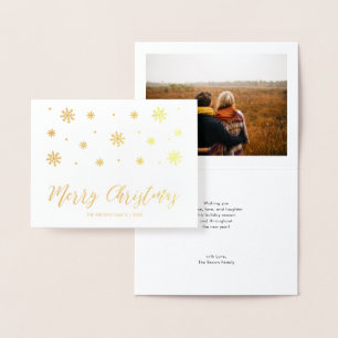 Relieve Metalizado Tarjeta de Feliz Navidad con Foto de Hoja de Oro R