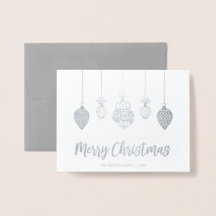 Tarjeta de Feliz Navidad con Foto de Hoja de Plata