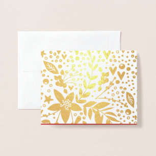 Relieve Metalizado Tarjeta de Navidad de Flores Festivas Bonitas con