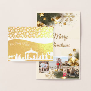 Relieve Metalizado Tarjeta de Navidad de Navidad con foto de foil per