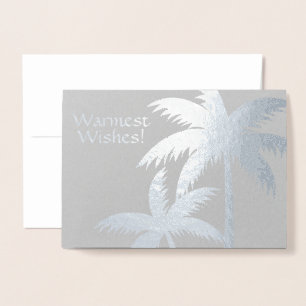 RELIEVE METALIZADO TARJETA DE NAVIDAD DE PALMERA TROPICAL CON HOJA DE