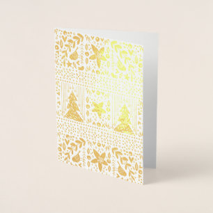 Relieve Metalizado Tarjeta de Navidad Feliz Festiva Bonita con Hojas