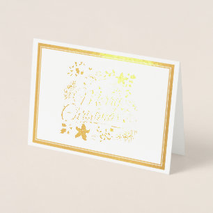 Relieve Metalizado Tarjeta de Navidad floral con papel de aluminio