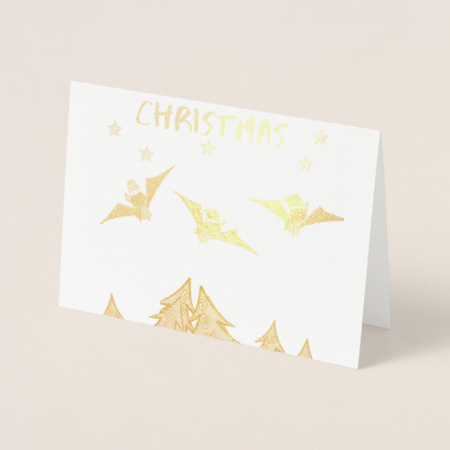 Relieve Metalizado Tarjeta de navidades de temas de gótico con bates  (Anverso)