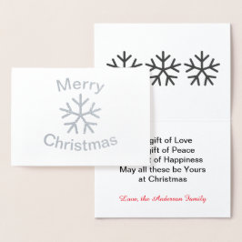 Relieve Metalizado Tarjeta doblada de Navidad con copo de nieve plate