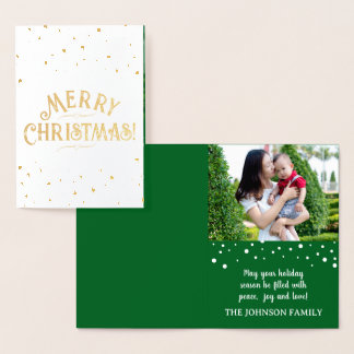 Relieve Metalizado Tarjeta elegante de Navidad en verde con dorado/pl