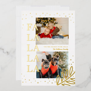 Relieve Metalizado Tarjeta festiva de Navidad con Foil FaLaLaLaLa