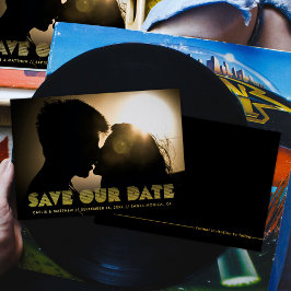 Relieve Metalizado Tipo retro con líneas Guardar la invitación al Rel