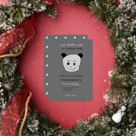 Relieve Metalizado Una invitación de cumpleaños con cara sonriente du