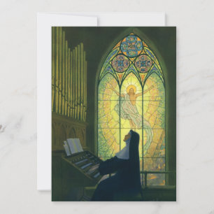 Religión antigua, monja tocando un órgano en la ig