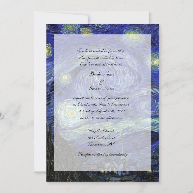 Religiones, invitación de boda de Cristo, Noche es (Anverso)