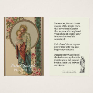 Religiosa San José Memorare Oración Tarjeta Santa