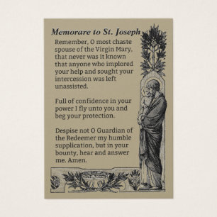 Religiosa San José Memorare Oración Tarjeta Santa