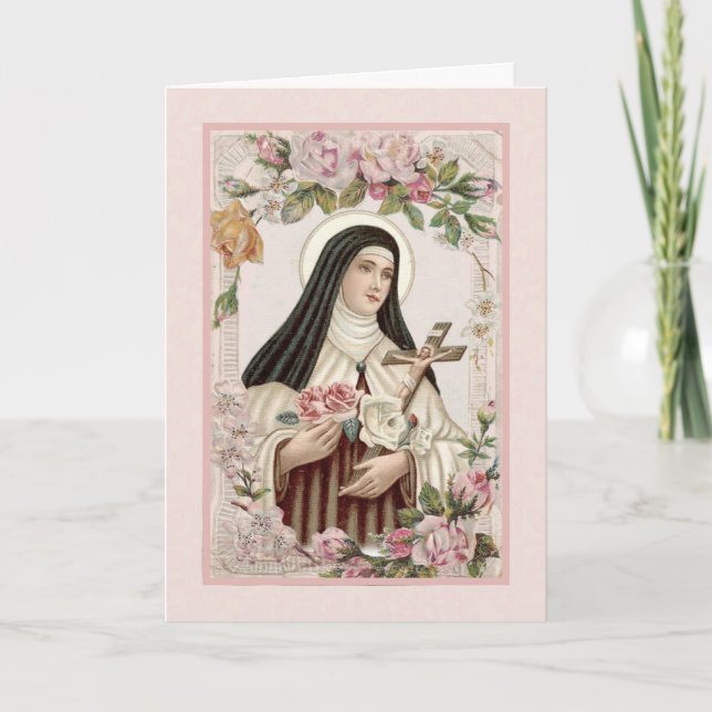 Religiosa tarjeta de vintage St. Therese Carmelite (Anverso)