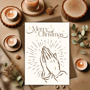 Religioso minimalista rezando manos Feliz Navidad