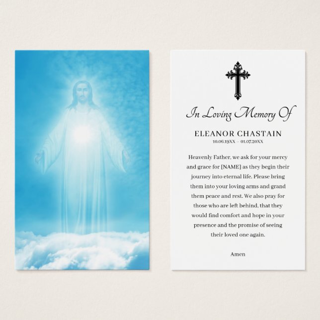 Religious Funeral Sympathy Memorial Prayer Cards (Anverso y reverso)