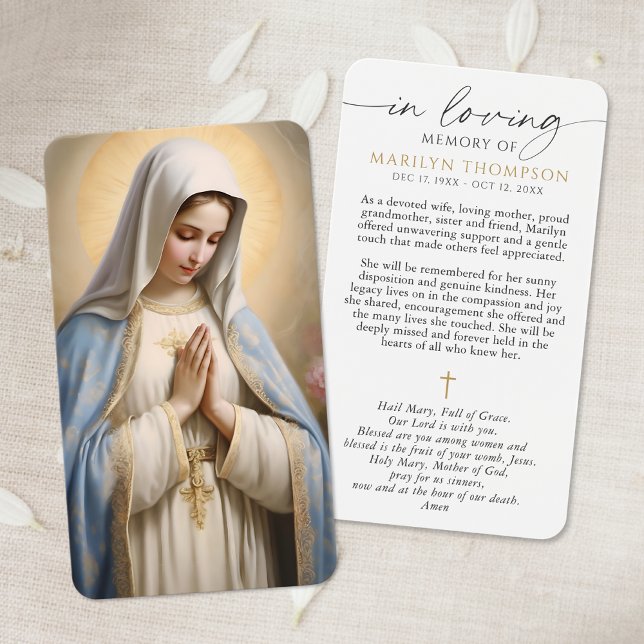 Religious Virgin Mary Cross Sympathy Prayer Card (Subido por el creador)