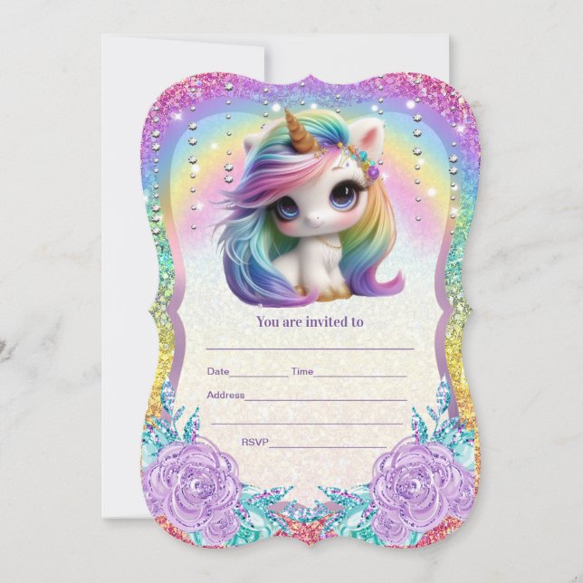 Rellenar invitación de unicornio (Anverso)