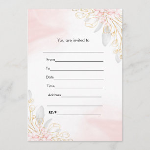 Rellenar invitación floral acuarela rosa dorado