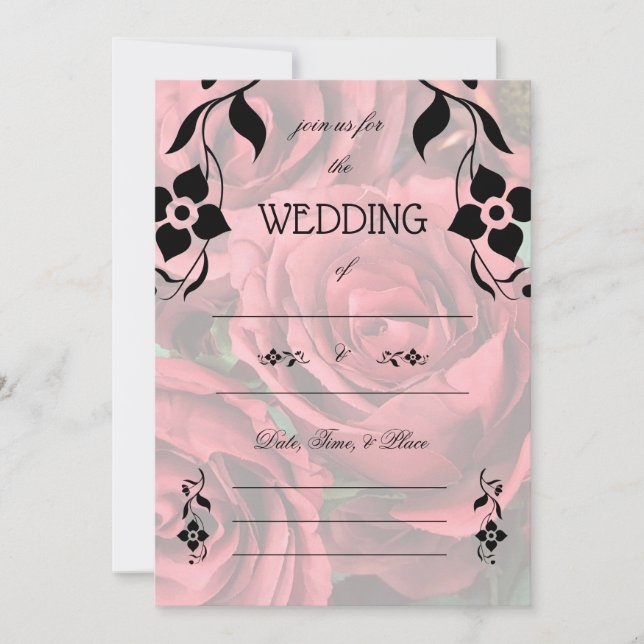 Rellenar la invitación a la boda floral en blanco (Anverso)