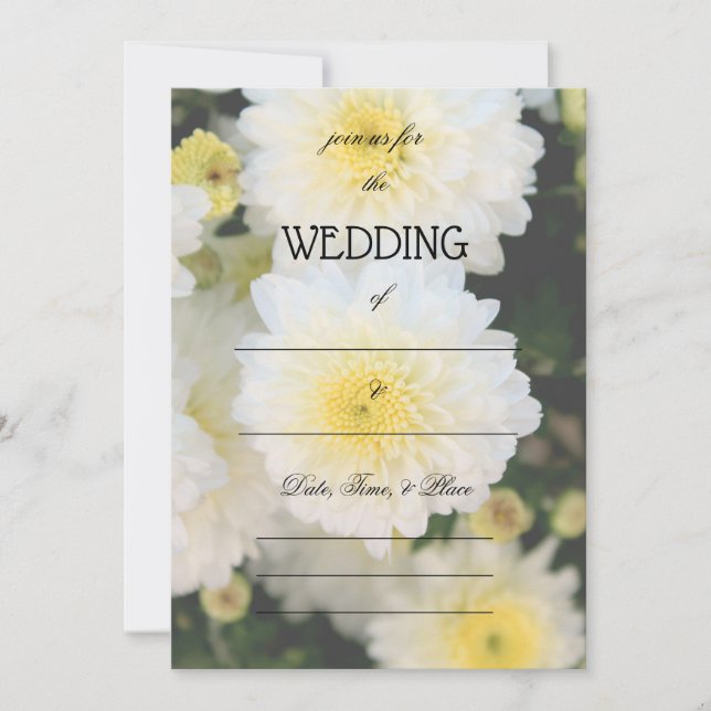 Rellenar la invitación a la boda floral en blanco (Anverso)