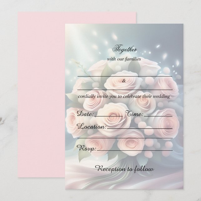 Rellenar La Invitación De Boda Floral En Blanco (Anverso / Reverso)
