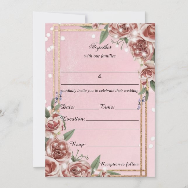 Rellenar La Invitación De Boda Floral En Blanco (Anverso)