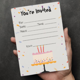 Rellenar la invitación de cumpleaños de Confetti e