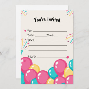 Rellenar La Invitación De Cumpleaños De Los Globos
