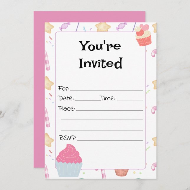 Rellenar La Invitación De Cumpleaños En Blanco (Anverso / Reverso)