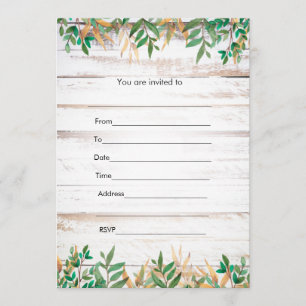 Rellenar la invitación de verde rústico acuarela