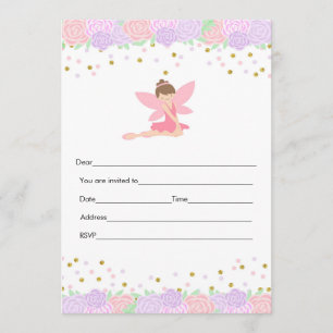 Rellene invitación hada rosa dorado