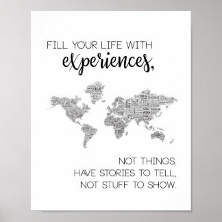 Rellene su vida con experiencias, no cosas Posters