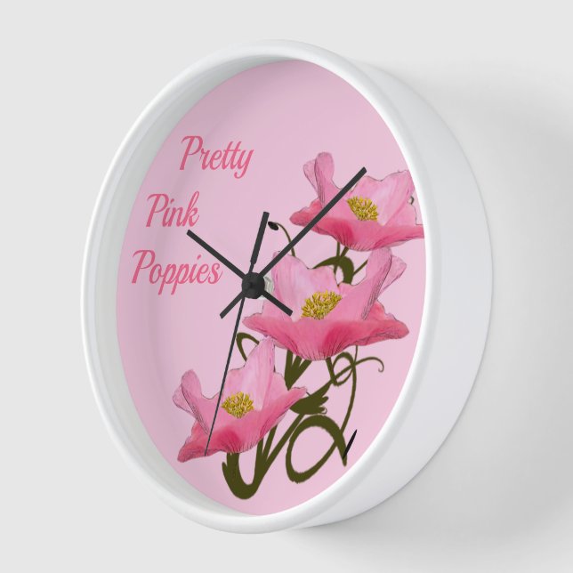 Reloj 3 Flores De Adormidera Rosa Personalizado Girly Sh (Ángulo)