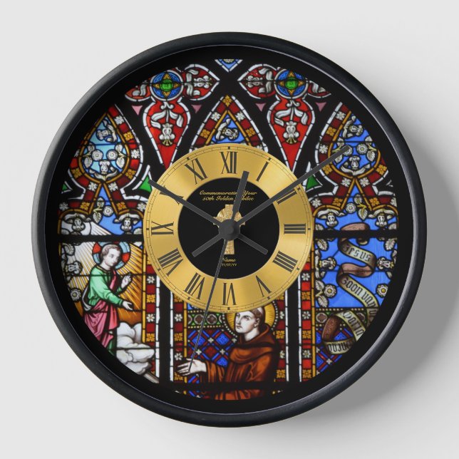 Reloj 50° Aniversario de la Ordenación Vidrio Manchado G (Anverso)